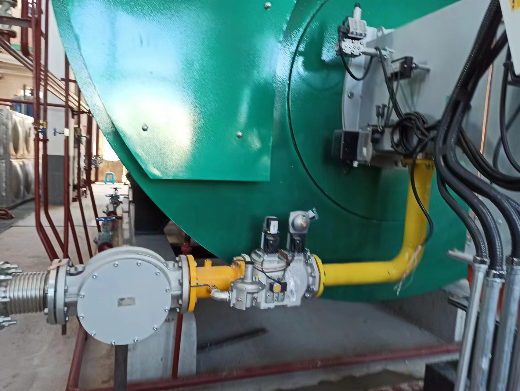 吉林梨樹某化工企業20噸蒸汽鍋爐配套低氮FGR燃燒器施工現場